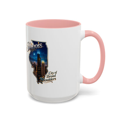 Illinois Skyline Accent Coffee Mug – City of Broad Shoulders Chicago Design (11/15oz)