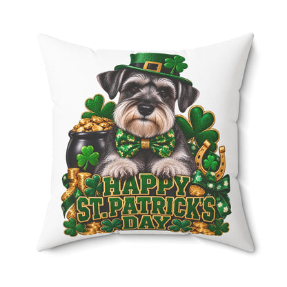 St. Patrick's Schnauzer Pillow — Happy St. Patrick’s Day Decorative Throw Pillow