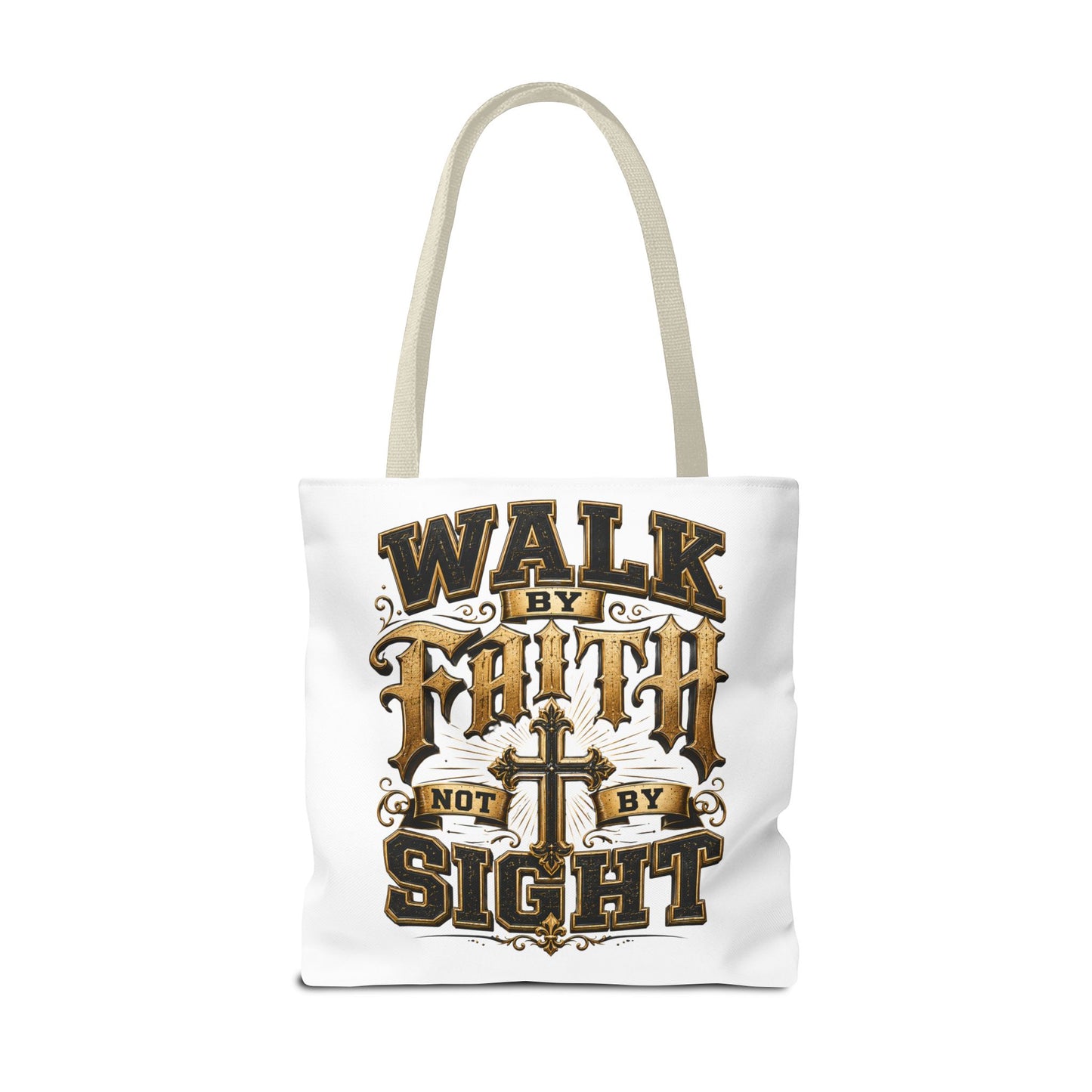 Walk by Faith Tote Bag — Christian Inspirational Cross Tote