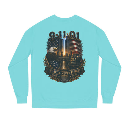 9/11 Remembrance Crewneck Sweatshirt — We Will Never Forget Memorial Tee