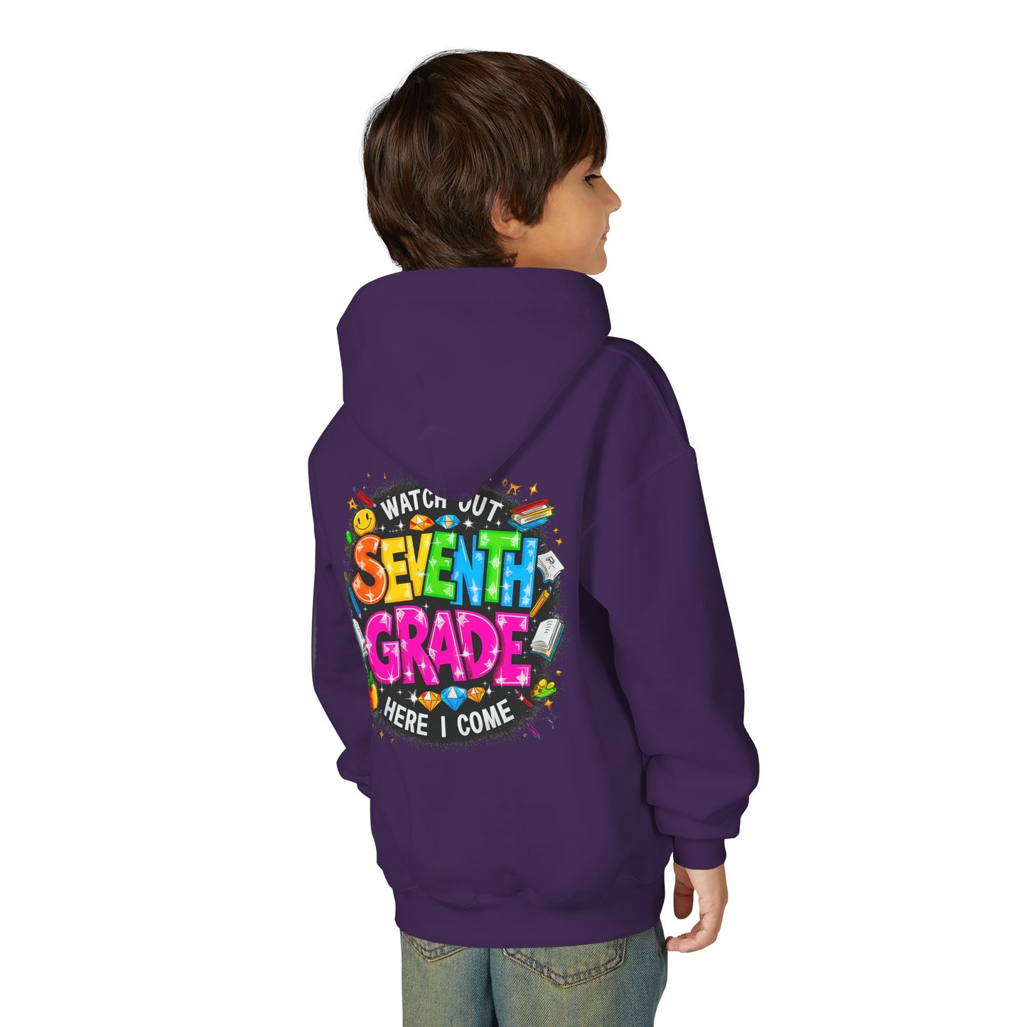 Seventh Grade Hoodie — "Watch Out Seventh Grade Here I Come" Kids Back-to-School Sweatshirt