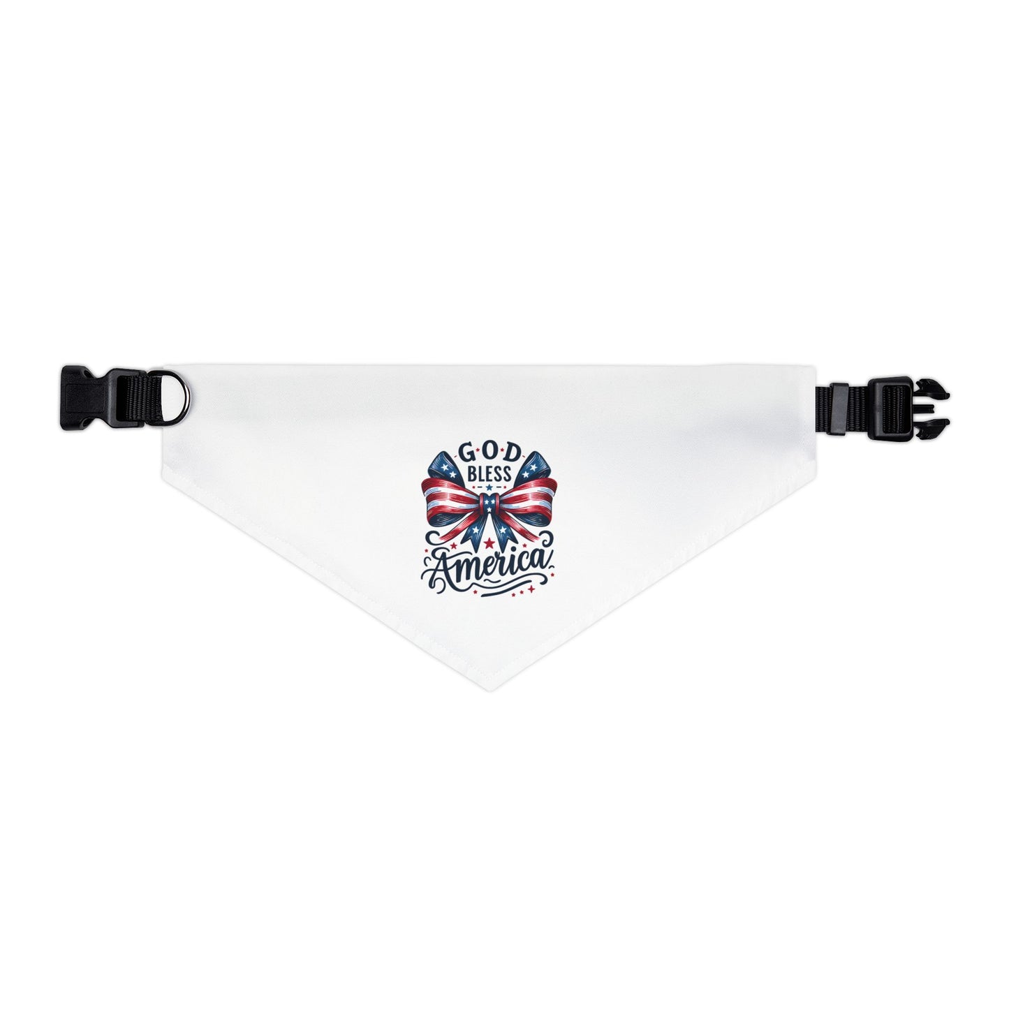 Patriotic Pet Bandana Collar - "God Bless America" Flag Bow Design