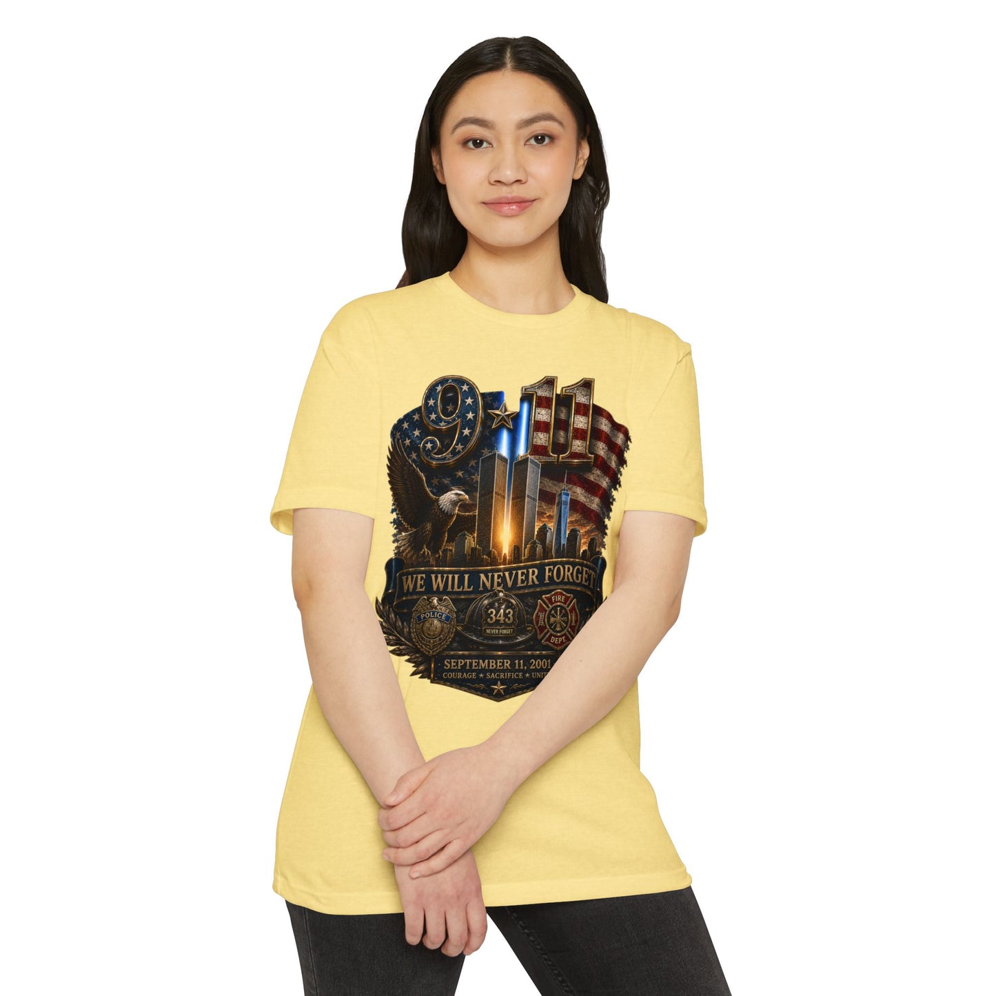 9/11 Memorial T-Shirt — "We Will Never Forget" Patriotic Tribute