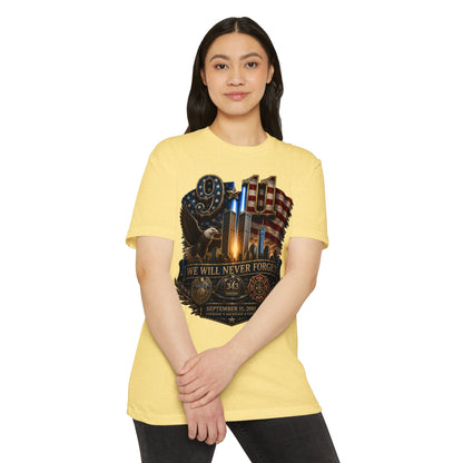 9/11 Memorial T-Shirt — "We Will Never Forget" Patriotic Tribute
