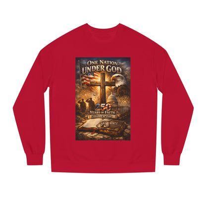 Patriotic Christian Sweatshirt — "One Nation Under God" 25 Years of Faith Crewneck
