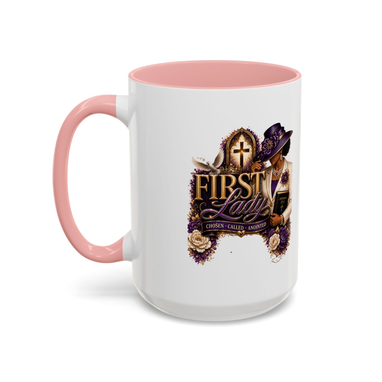 First Lady Church Coffee Mug — Elegant Purple Hat Gospel Tea Cup (11/15oz)