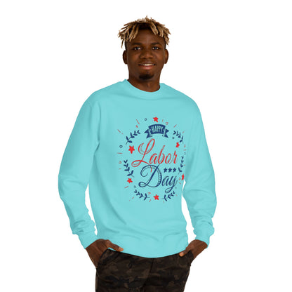 Happy Labor Day Crewneck Sweatshirt — Patriotic Red & Blue Holiday Pullover