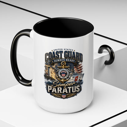 Coast Guard Semper Paratus Accent Coffee Mug – Patriotic Military Gift (11/15oz)