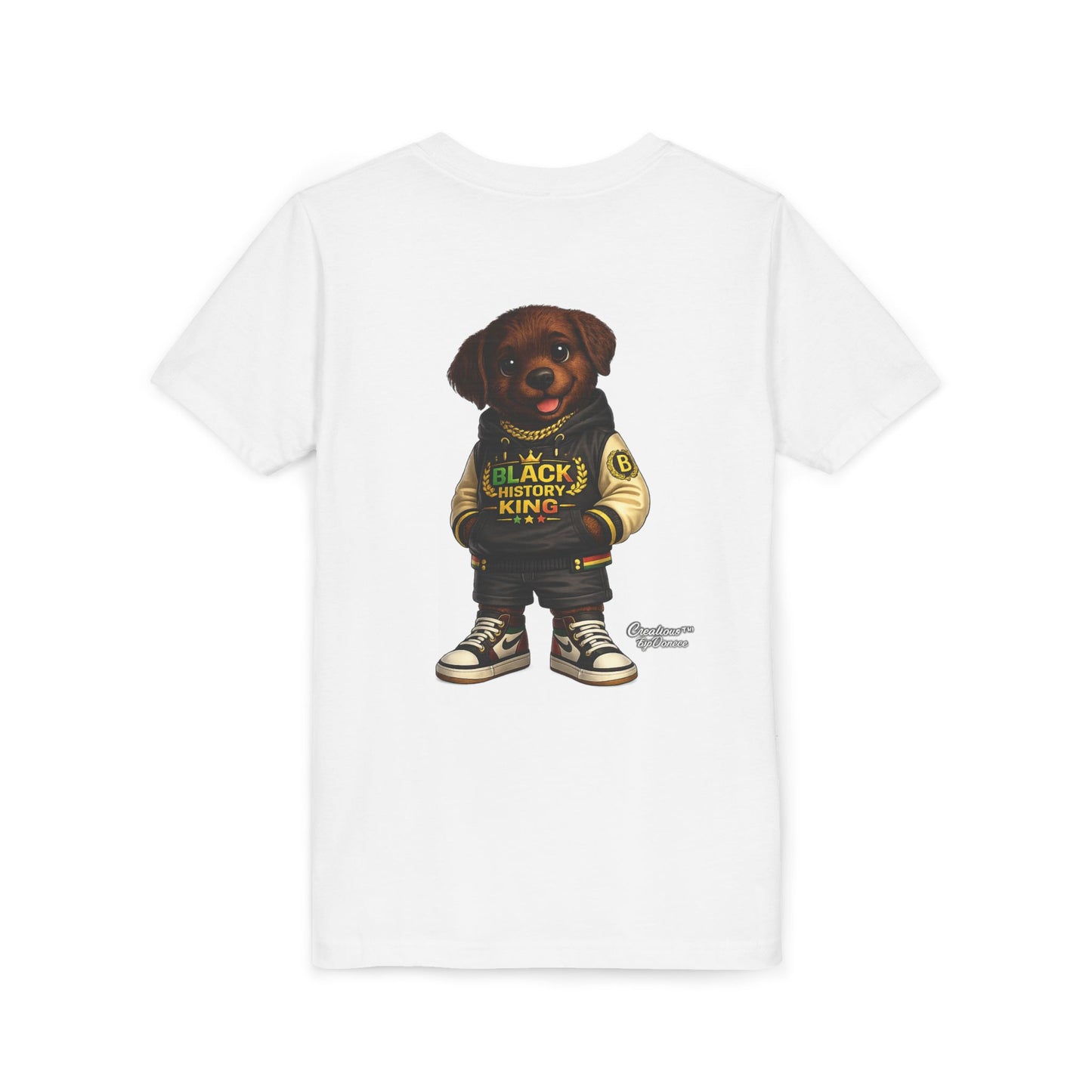 Youth Tee — 'Black History King' Puppy Graphic Shirt