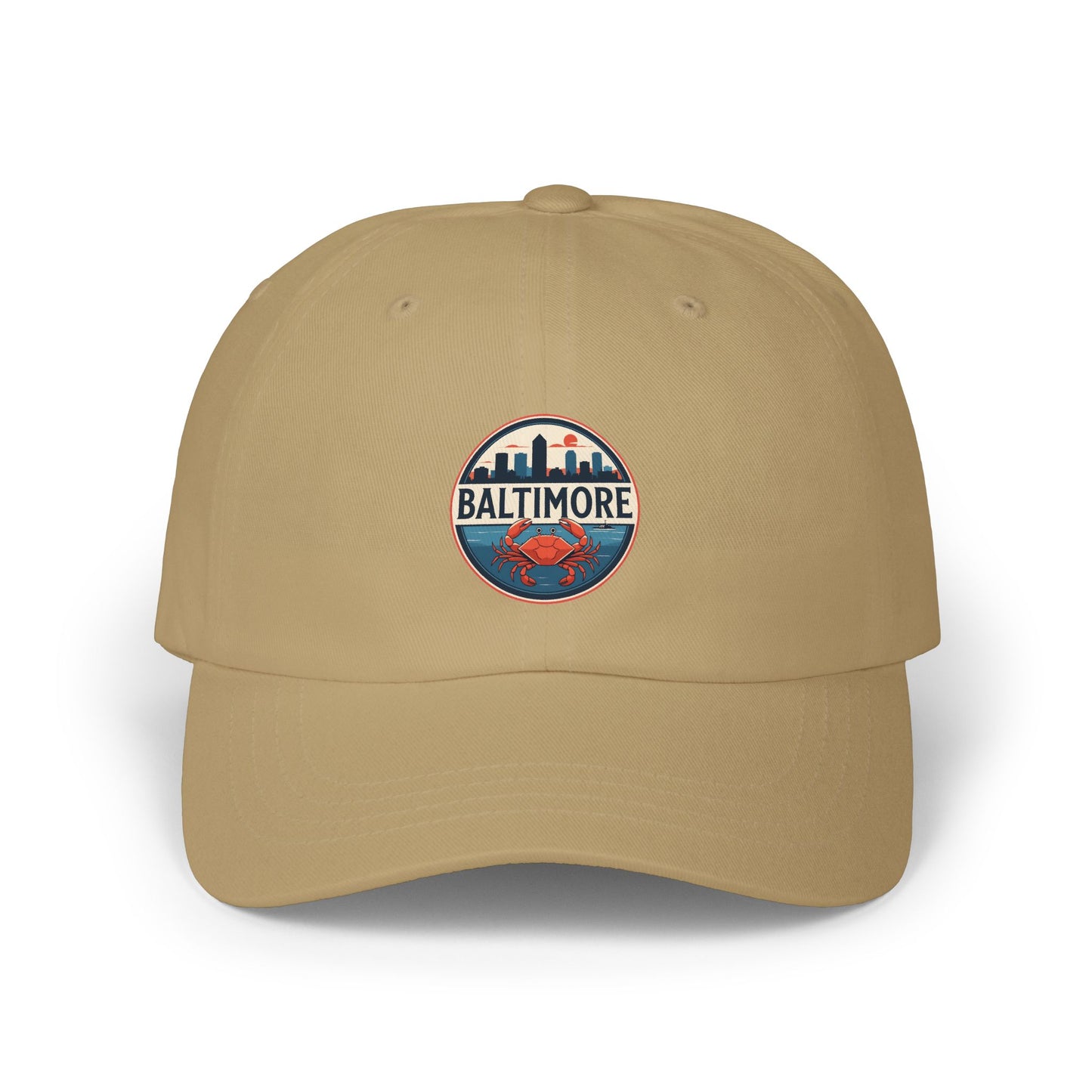 Baltimore Crab Patch Dad Cap — Retro Skyline Embroidered Baseball Hat