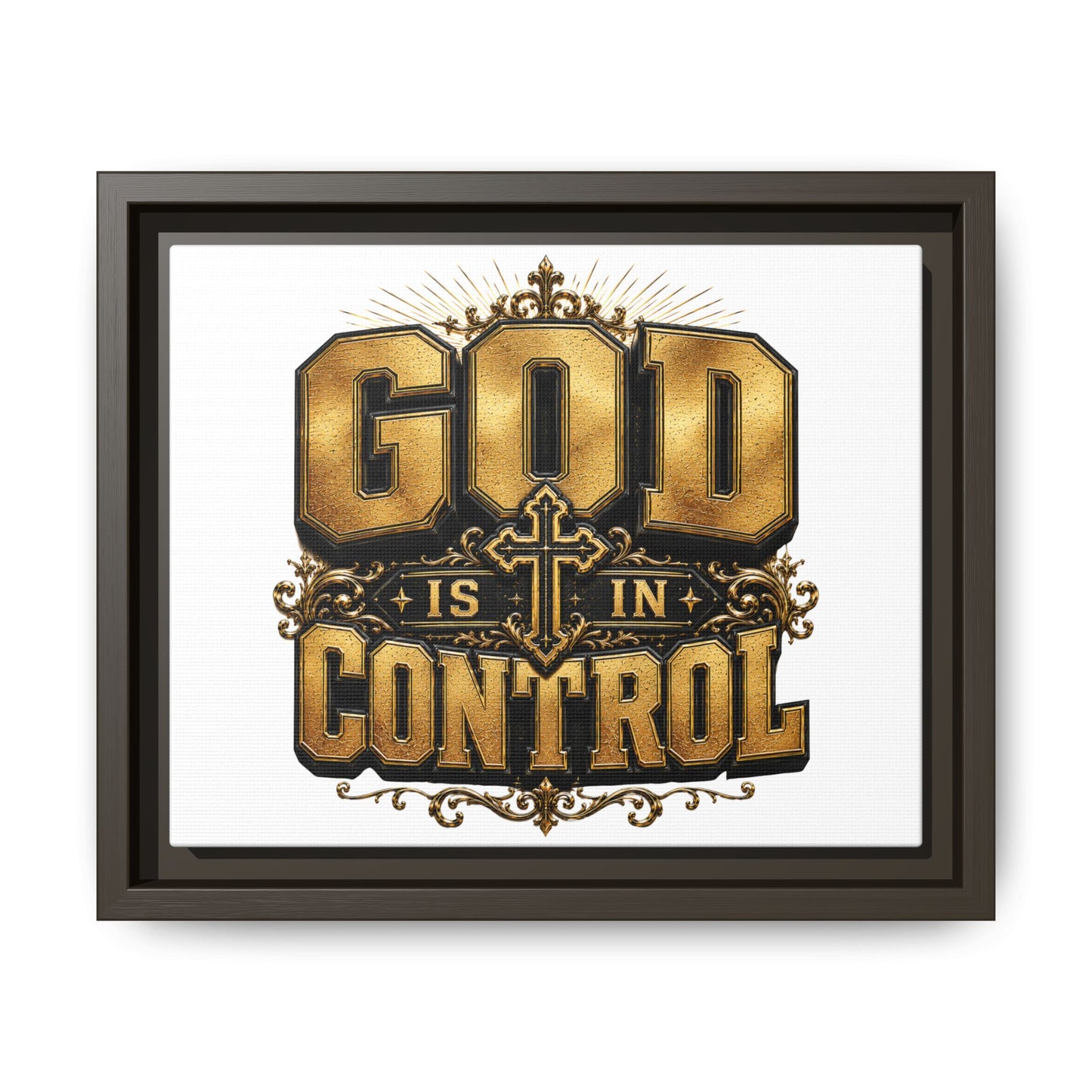 Framed Matte Canvas — "God Is In Control" Inspirational Wall Art