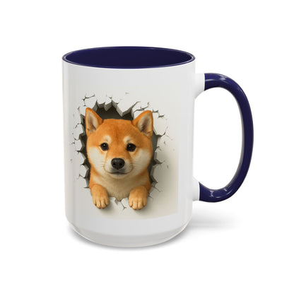 Shiba Inu Peeking Accent Coffee Mug – Cute Dog Lover Gift (11oz, 15oz)