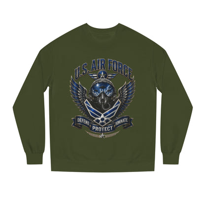 U.S. Air Force Skull Crewneck Sweatshirt — Defend Protect Dominate Tactical Pullover