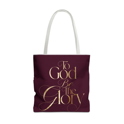 To God Be The Glory Burgundy Tote Bag — Inspirational Christian Scripture Tote