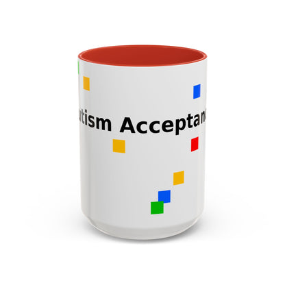 Autism Acceptance Accent Coffee Mug – Colorful Puzzle Square Design (11/15 oz)