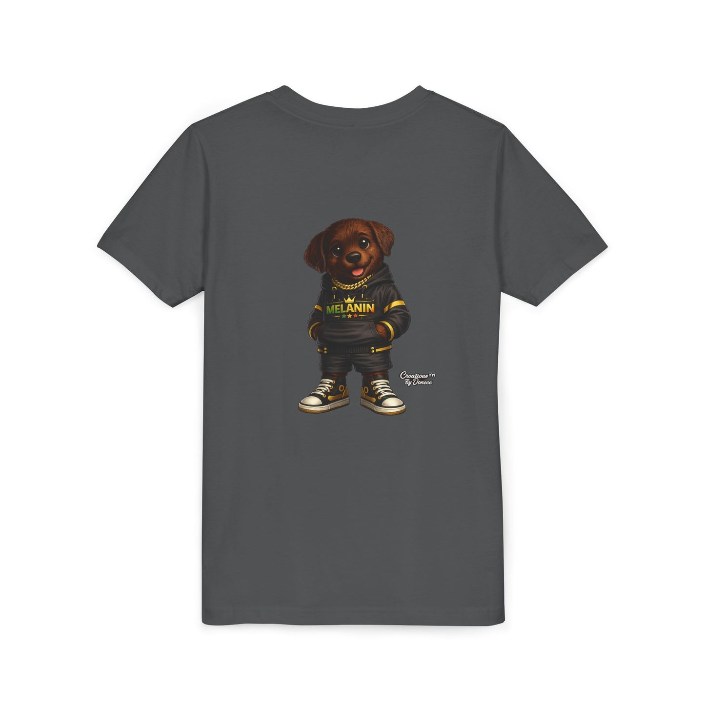 Youth Tee — Cute Puppy "Melanin" Streetwear Graphic