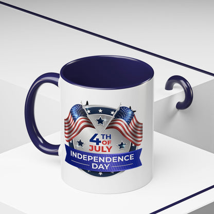 4th of July Independence Day Coffee Mug - Patriotic American Flag Accent