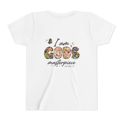 I Am God’s Masterpiece Youth Tee — Floral Christian Inspirational Shirt