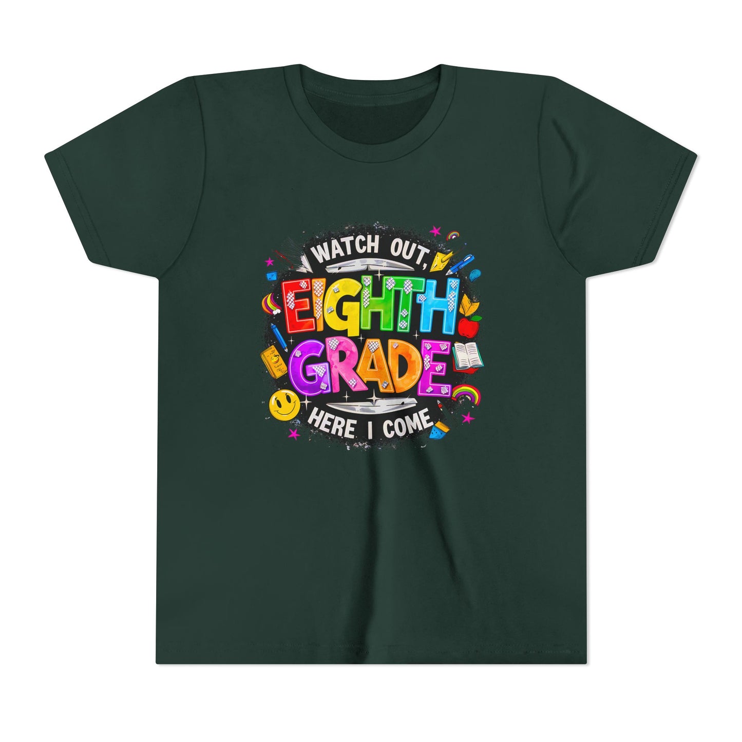 Eighth Grade Kids T‑Shirt — "Watch Out, Eighth Grade Here I Come" Back-to-School Tee