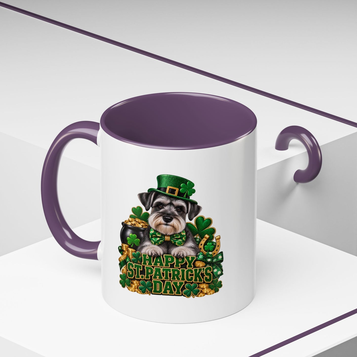 St. Patrick's Day Schnauzer Coffee Mug – Happy St. Patrick's Day Accent Mug
