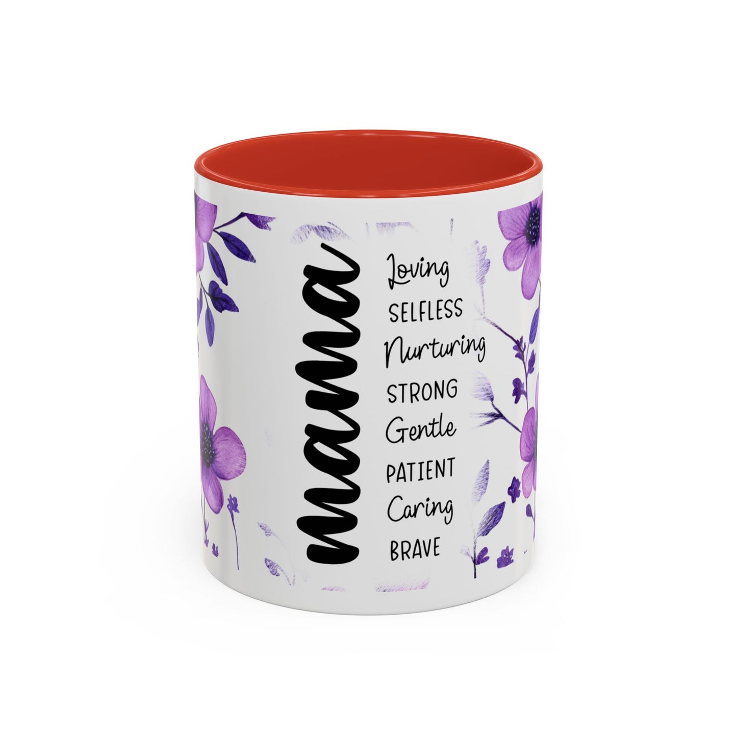 Mama Floral Coffee Mug — "Mama" Traits Listing (Loving, Selfless, Nurturing) — 11/15oz