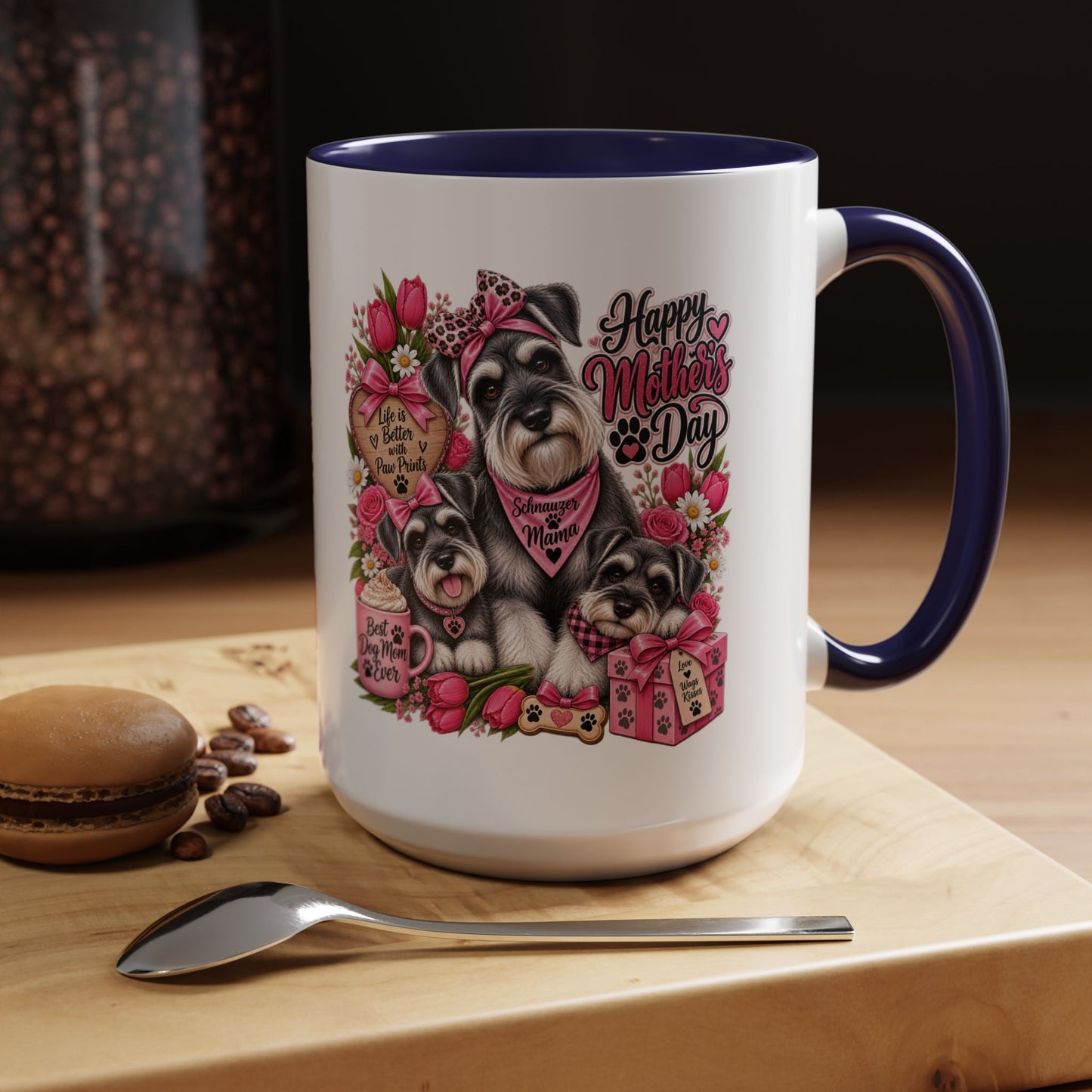 Mother's Day Schnauzer Coffee Mug — Happy Mother’s Day Dog Mom Accent Mug
