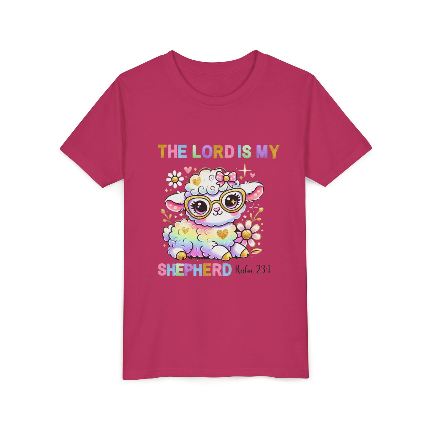 Youth Tee — 'The Lord Is My Shepherd' Rainbow Lamb Christian Kids T‑Shirt