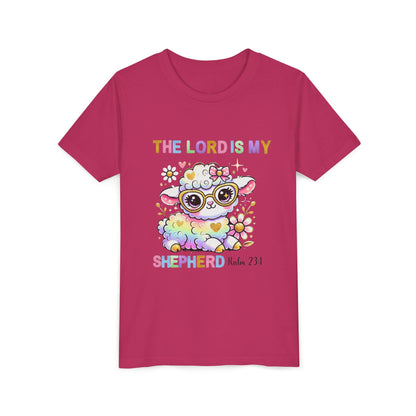Youth Tee — 'The Lord Is My Shepherd' Rainbow Lamb Christian Kids T‑Shirt