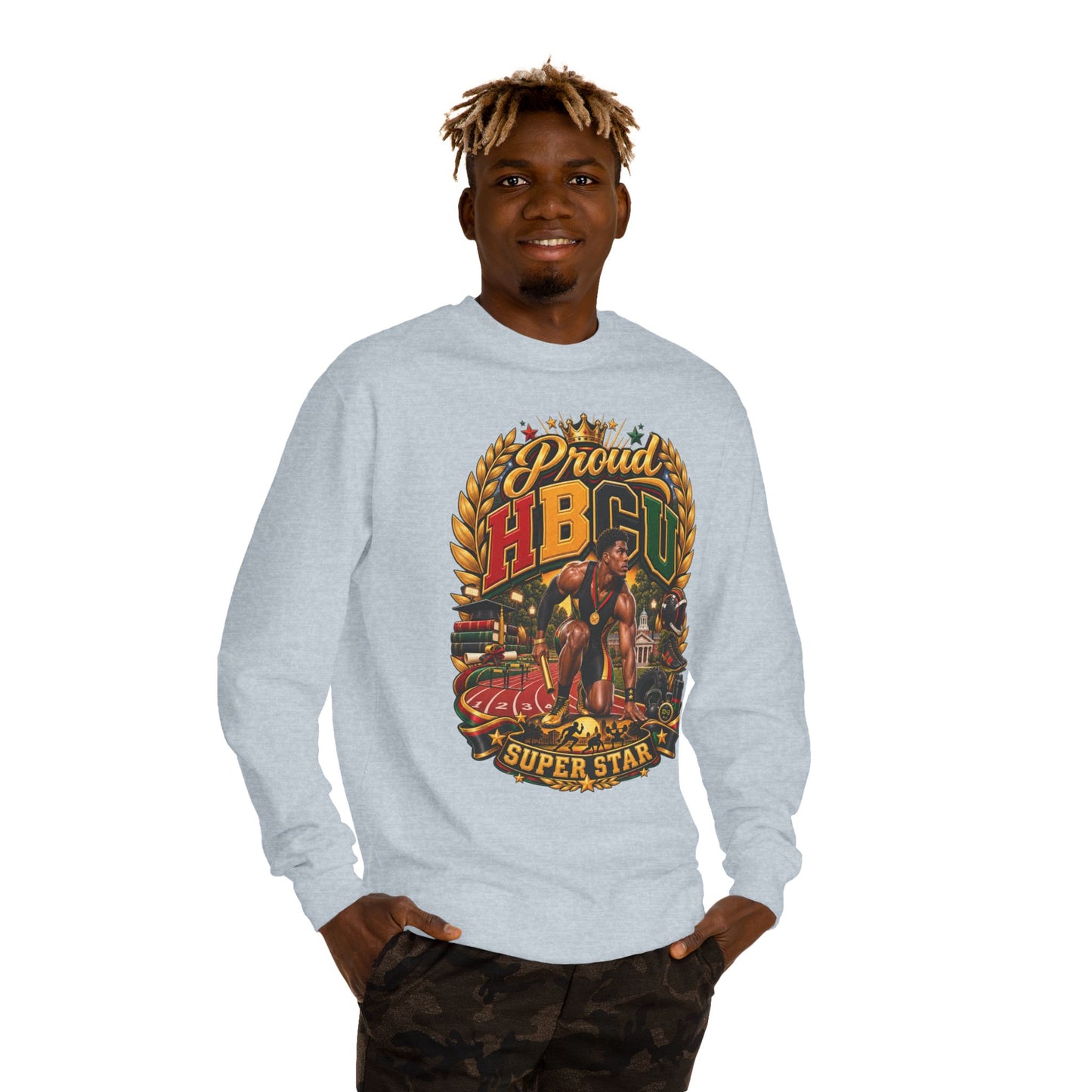 HBCU Proud Crewneck Sweatshirt — "Proud HBCU Super Star" Graphic