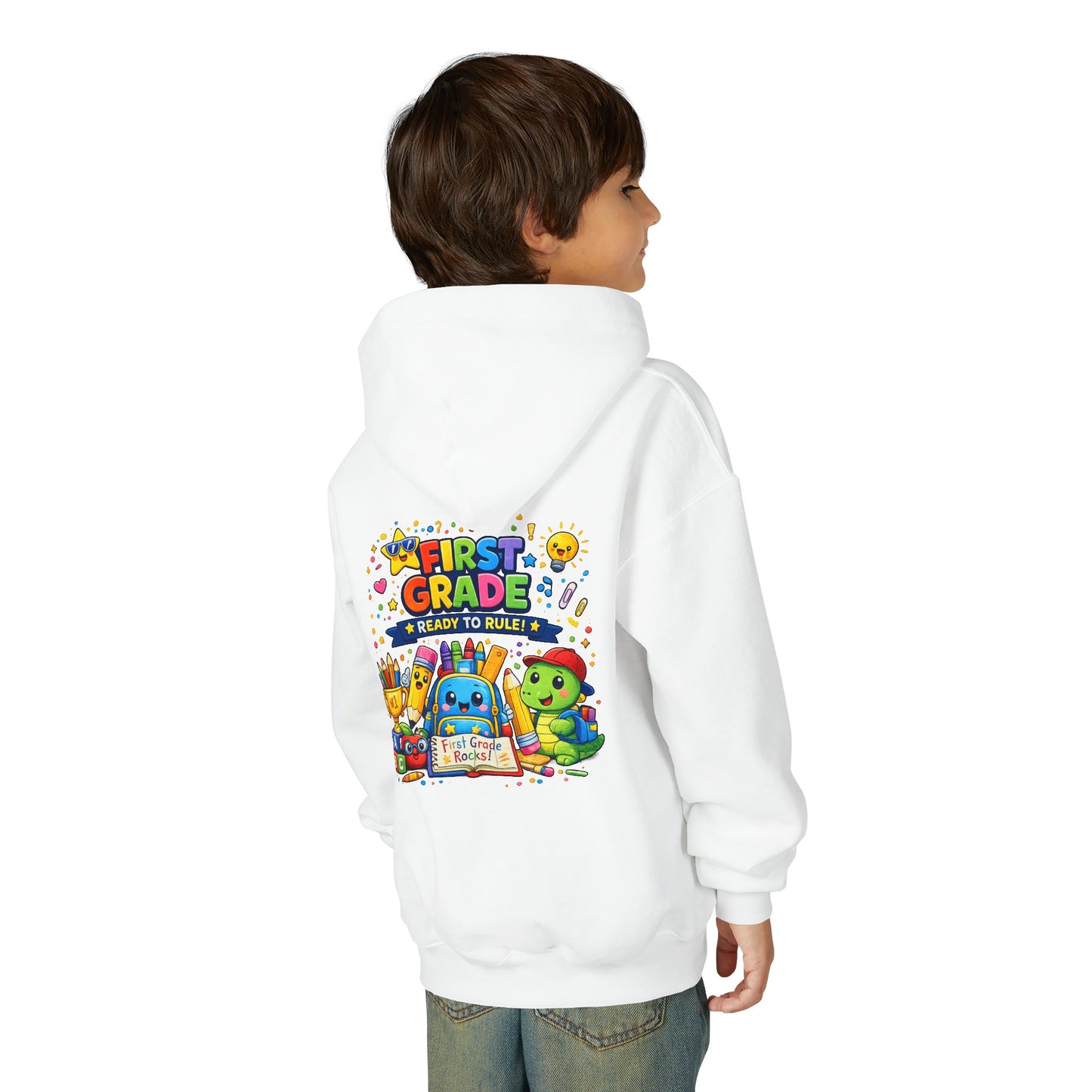 First Grade Hoodie - "First Grade Ready To Rule" Kids Back-to-School Sweatshirt
