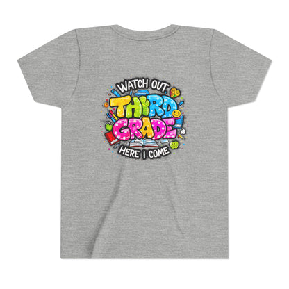Third Grade Kids T‑Shirt — "Watch Out Third Grade Here I Come" Back-to-School Tee
