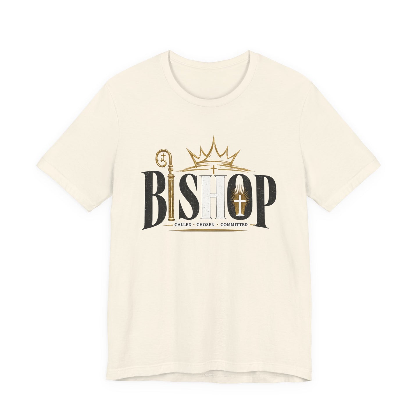 Bishop Graphic Tee — 'BISHOP' Crown & Crosier Church Leadership Shirt