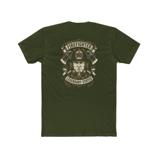 Firefighter Legendary Status T-Shirt — Vintage Fireman Helmet Graphic