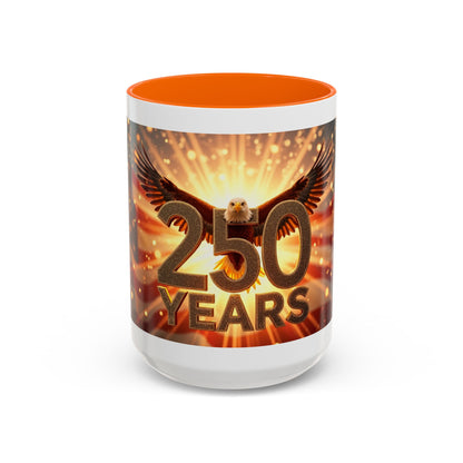 250 Years Commemorative Coffee Mug — Patriotic Eagle & American Flag Accent (11/15oz)