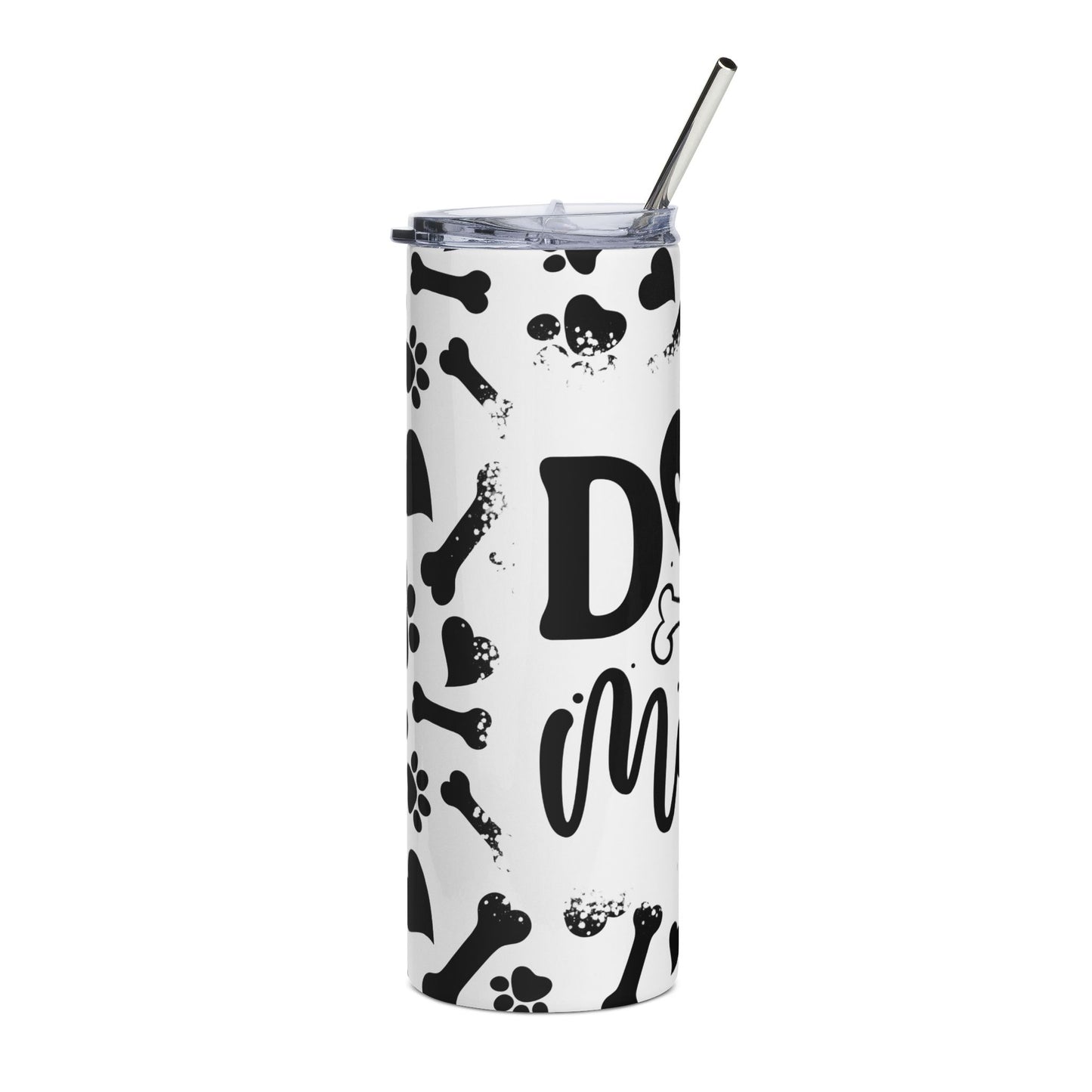 Dog Mom 20oz Stainless Steel Tumbler – Paw Print & Bones Travel Cup