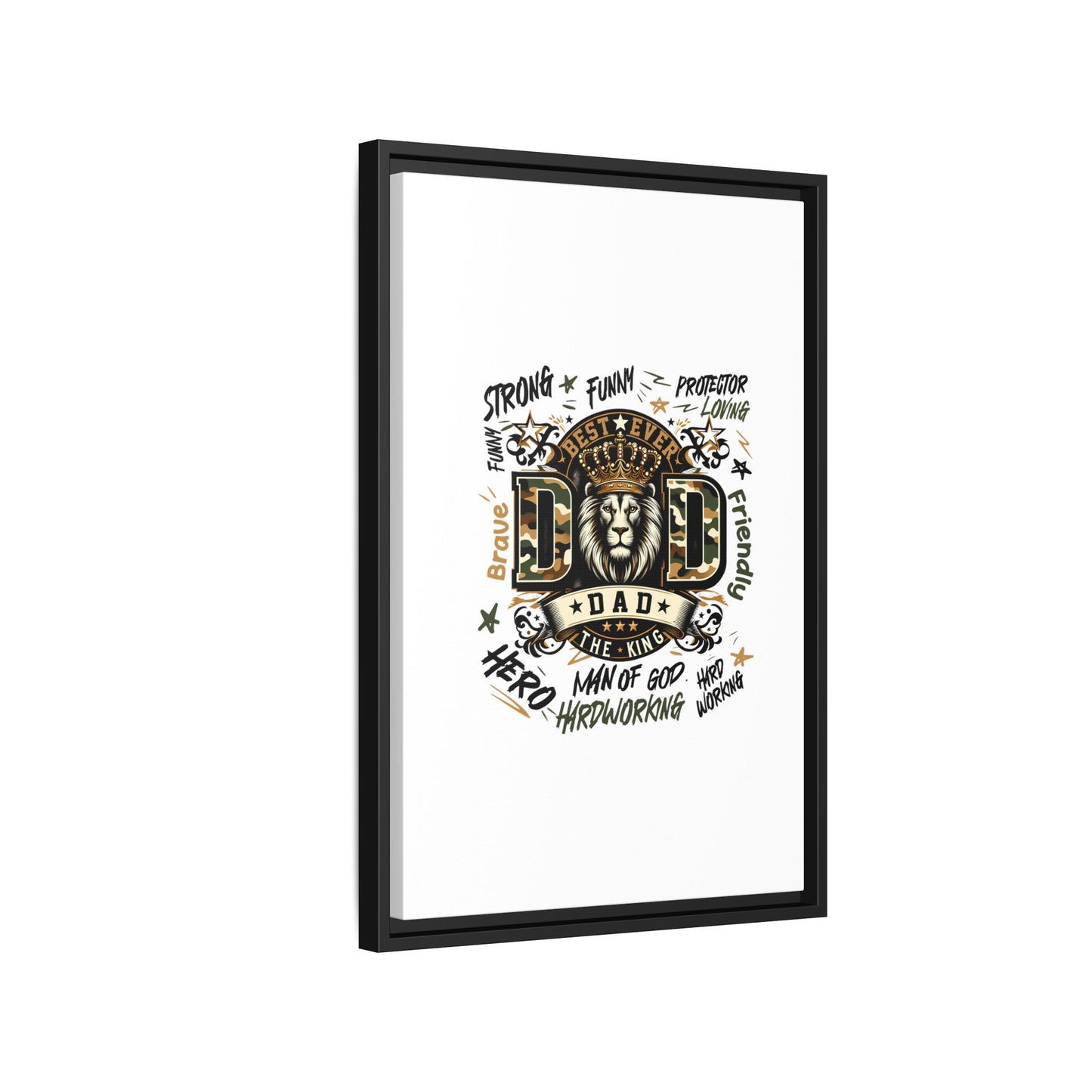 Framed Matte Canvas 'Best Ever DAD' Wall Art – Lion King Design, Father’s Day Gift
