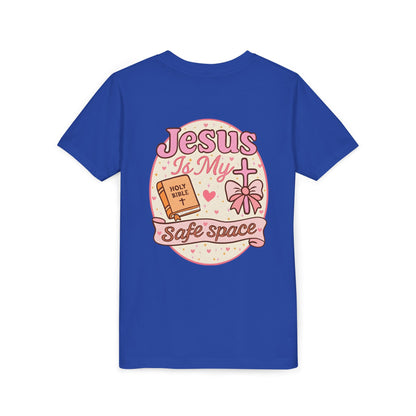 Youth Tee — "Jesus Is My Safe Space" Christian Kids T-Shirt
