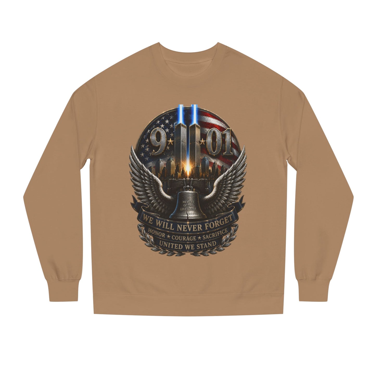 9/11 Memorial Sweatshirt — We Will Never Forget Tribute Crewneck