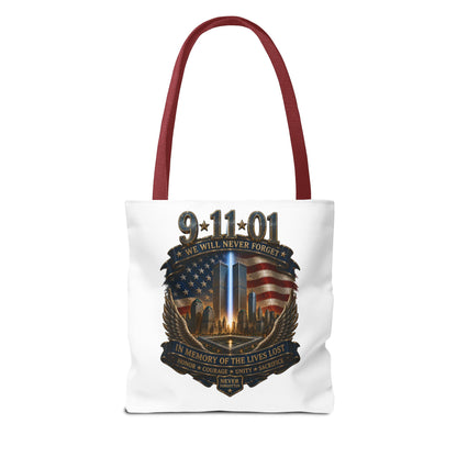 9·11 Memorial Tote Bag — We Will Never Forget Tribute Tote