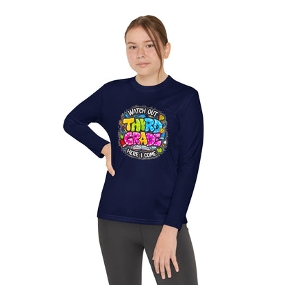 Youth Long Sleeve Tee — "Watch Out Third Grade Here I Come" Back-to-School Shirt