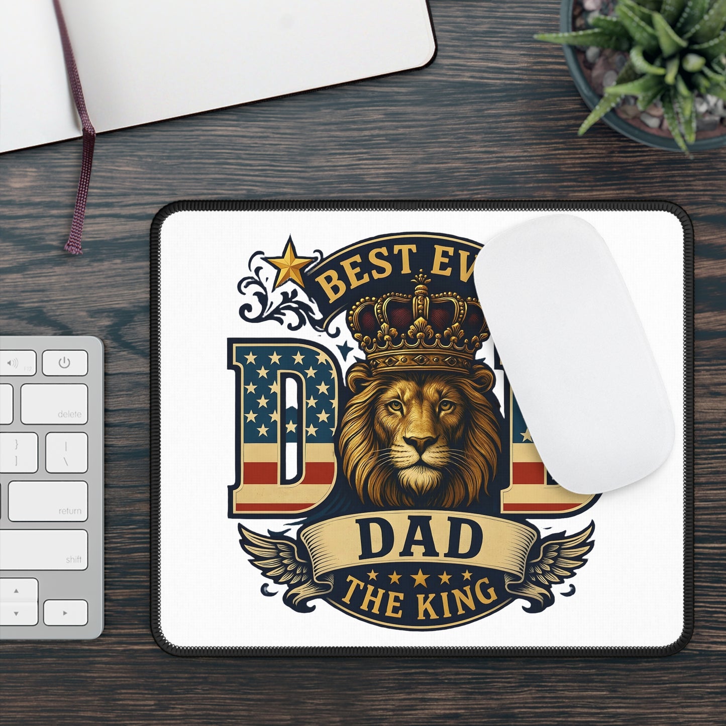 Dad The King Lion Gaming Mouse Pad — “Best Ever Dad” Patriotic Father’s Day Gift