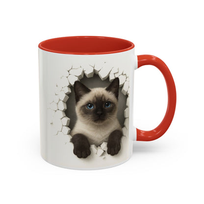 Siamese Cat Peeking Accent Coffee Mug (11/15oz)