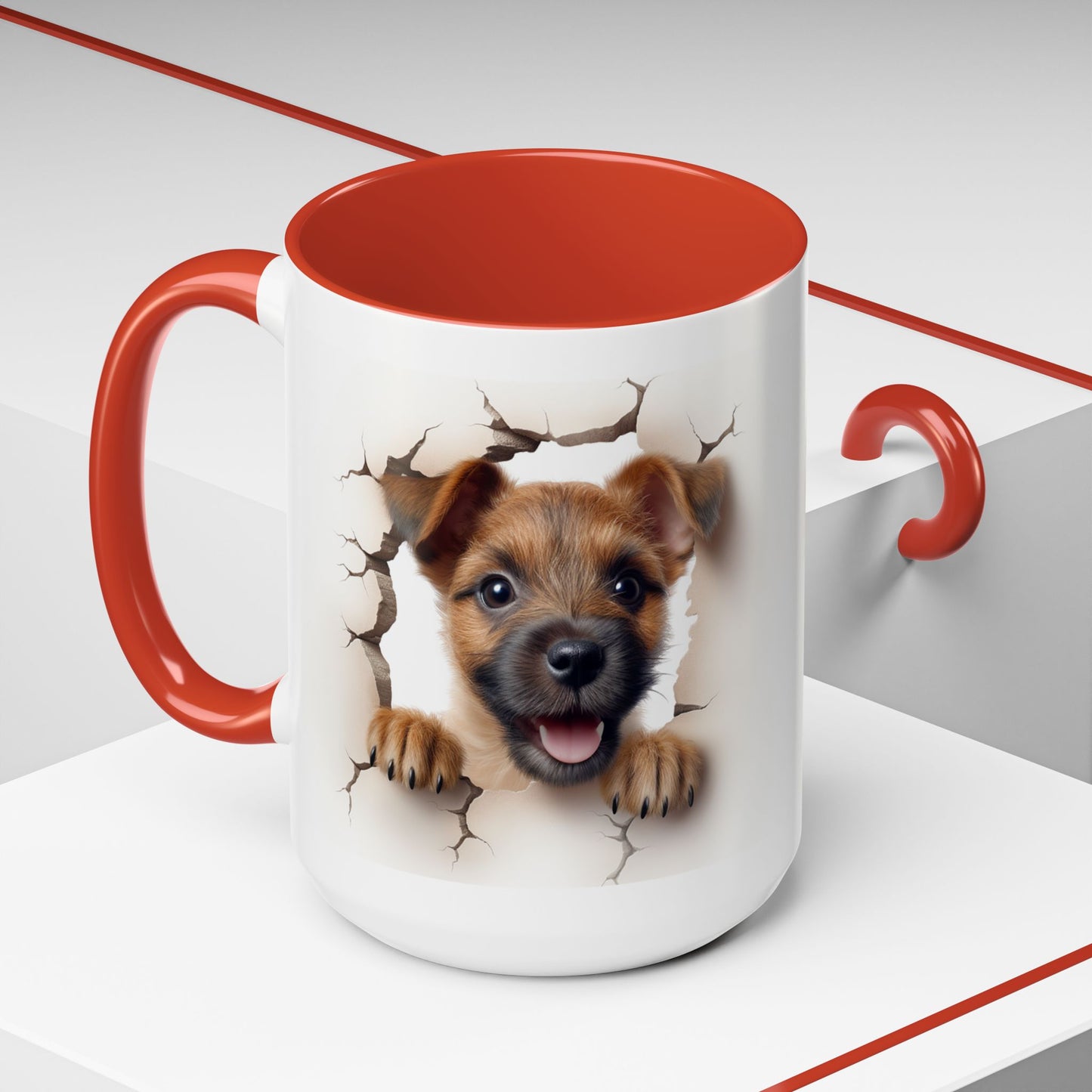 Puppy Peeking Accent Coffee Mug – Cute Dog Lover 11/15oz