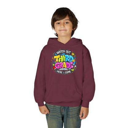 Third Grade Hoodie — "Watch Out Third Grade Here I Come" Kids Back-to-School Sweatshirt
