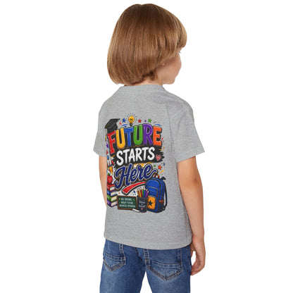 Toddler T-Shirt — "Future Starts Here" Back-to-School Graphic Tee