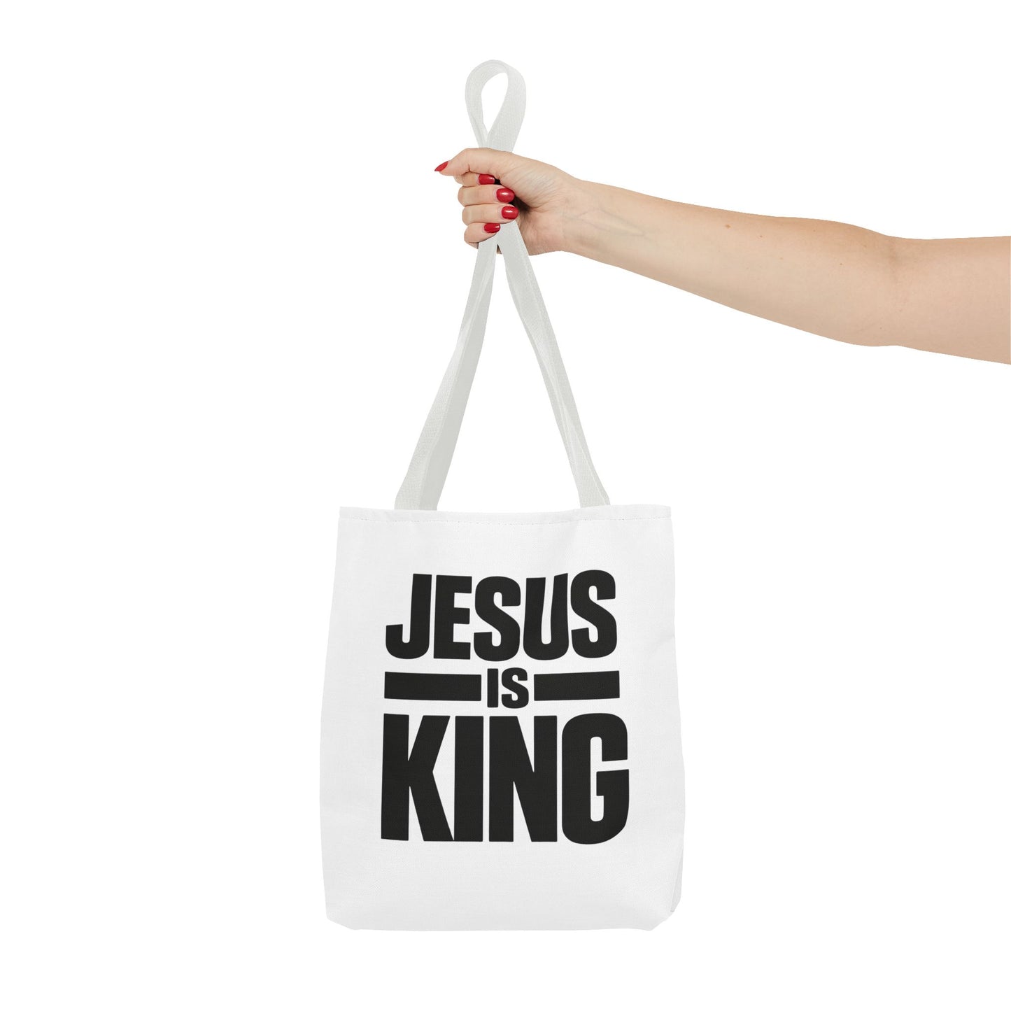Jesus Is King Tote Bag - Christian Faith Canvas Grocery & Church Book Bag