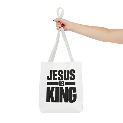 Jesus Is King Tote Bag - Christian Faith Canvas Grocery & Church Book Bag
