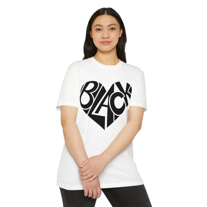 Black Heart T-Shirt – Bold Typography Heart Graphic