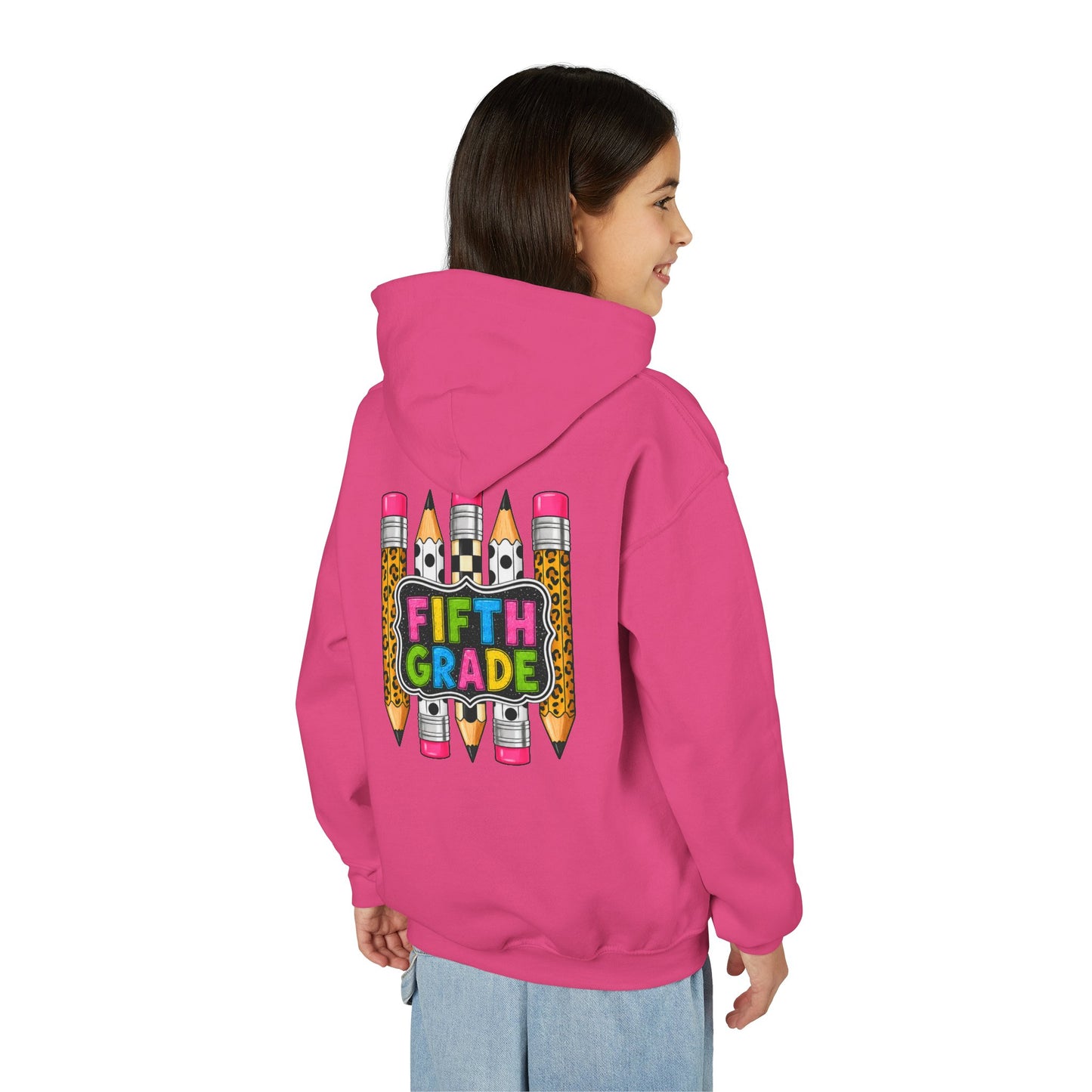 Fifth Grade Kids Hoodie — Colorful Pencil Back‑to‑School Sweatshirt for Students