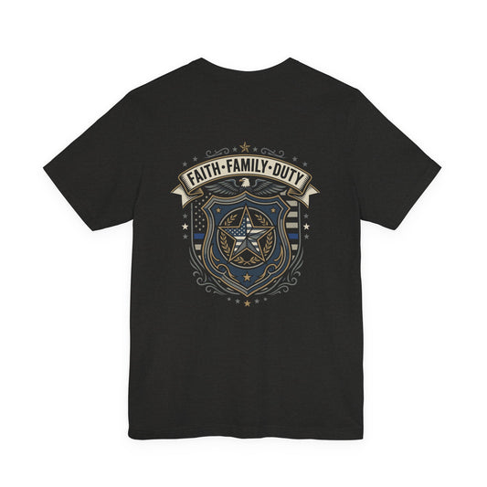 Police Badge Shield T‑Shirt — "Faith • Family • Duty" Graphic Tee